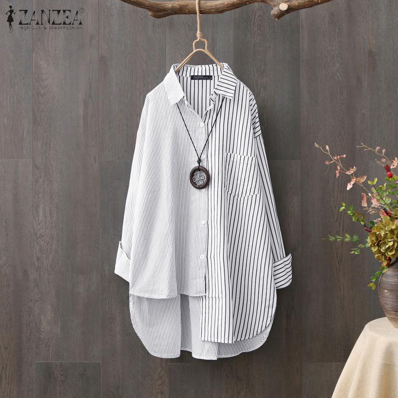 ZANZEA Women Lapel Long Sleeved Shirts 