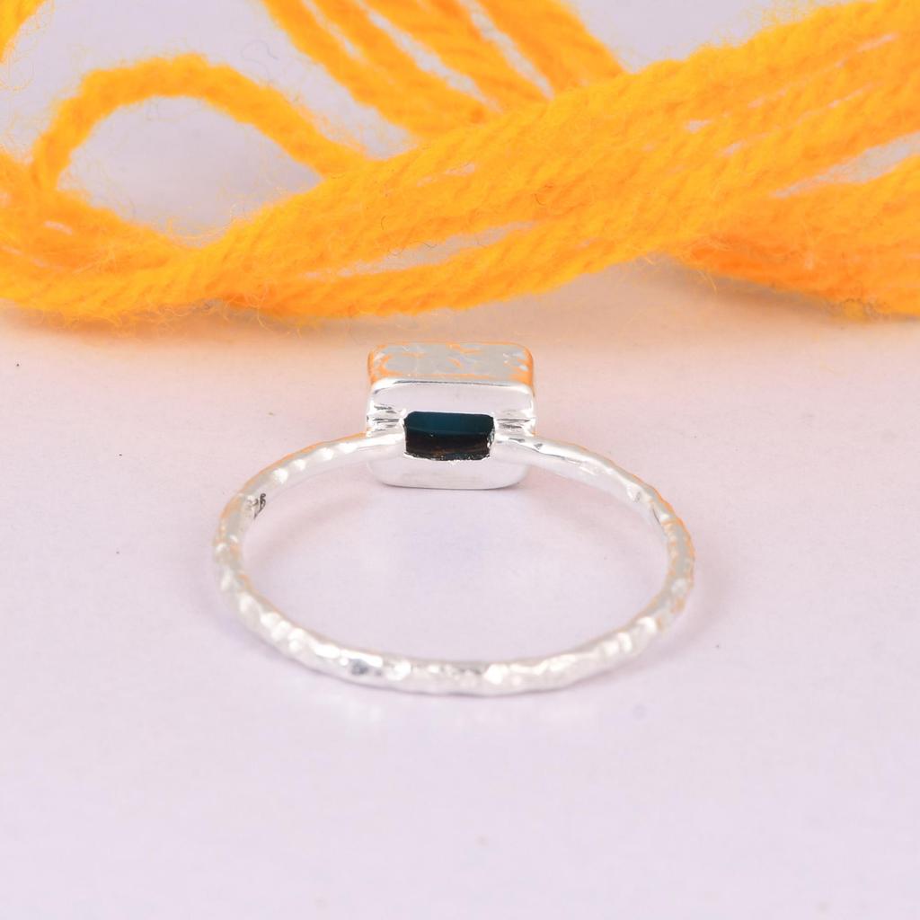 Natural Kingman Turquoise Ring, 925 Sterling Silver Texture Band Jewelry for Women, Special Gift for Her, Love, Crush and Girlfriends.