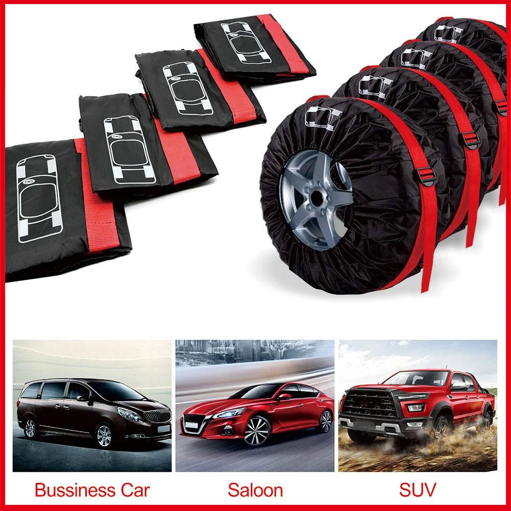 4Pcs/Lot Car Spare Tire Cover Case Polyester Auto Wheel Tires Storage Bags Vehicle Tyre Waterproof Dust-proof Protector Styling