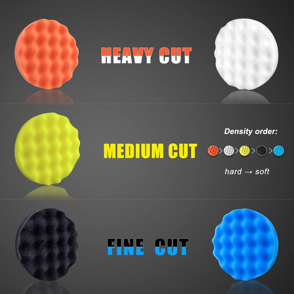 6 Inch Car Polishing & Buffing Sponge Pads Kit Wool Bonnet Pads For Household Electric Drill And Auto Polisher With 8Mm M14 Drill Adapter For Washing