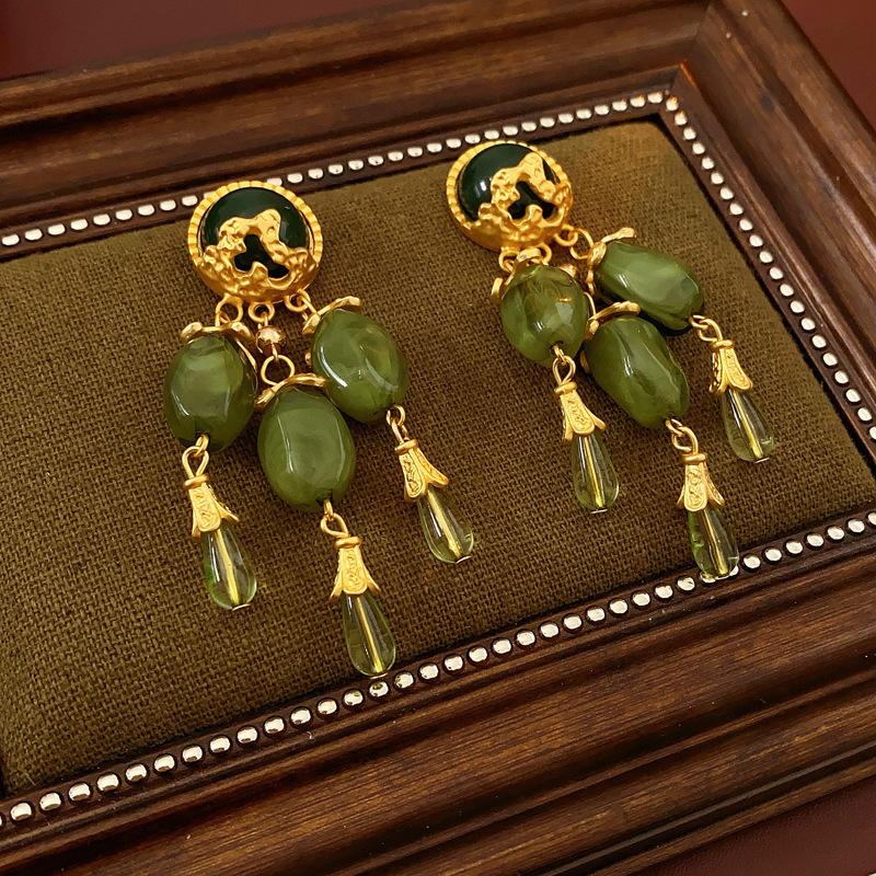 Silver Needle with Diamonds Flower Stripes Pearl Stud Earrings Medieval Vintage Retro Earrings Light Luxury Niche Earrings