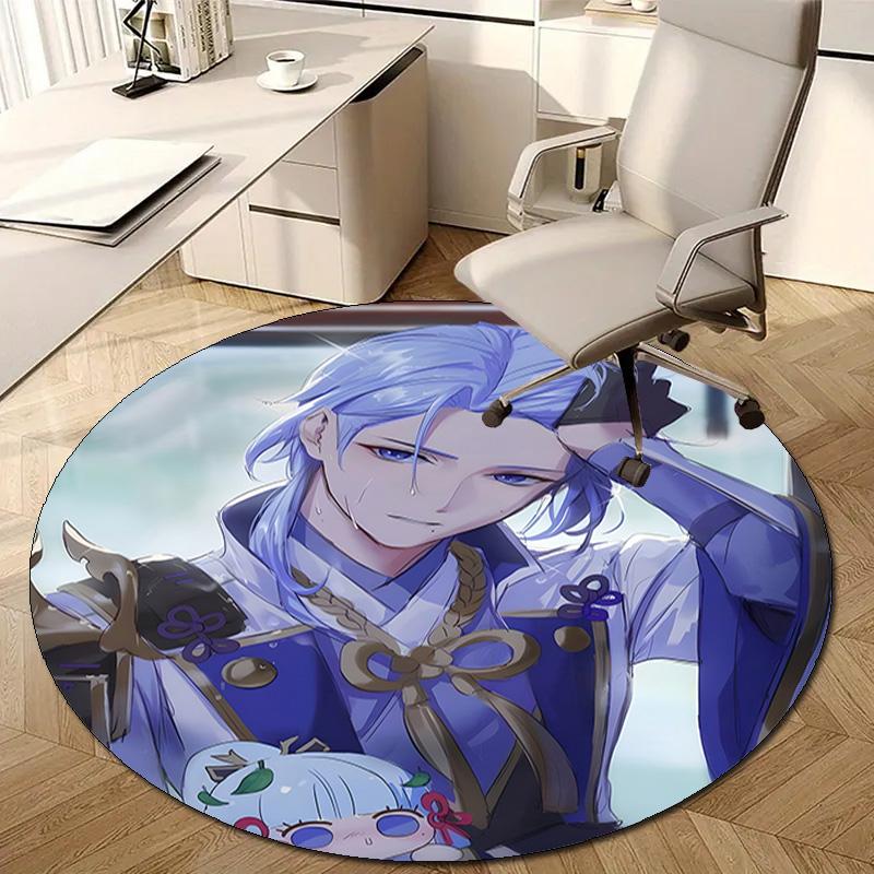 1pc Genshin Impact1 Design Printed Area Round Carpet for Bedroom Living Room Home Decor Rugs Mat Non Slip Mat Rug for Bedside