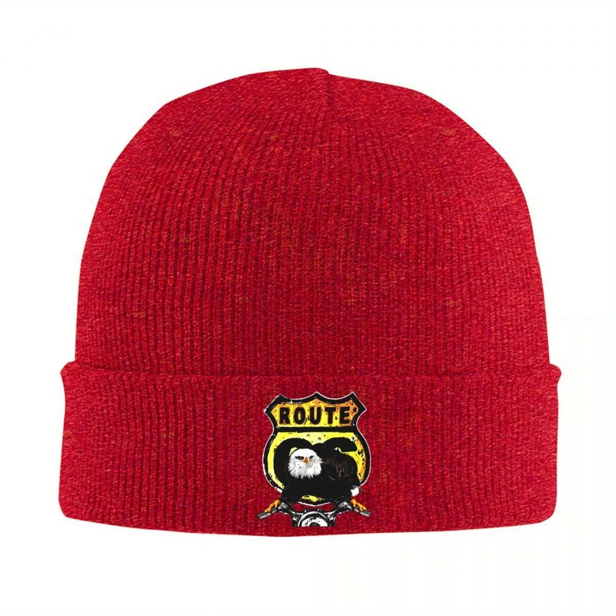 

New Route Motorcycle Knitted Caps For Women Unisex Skullies Beanies Winter Hats Acrylic Cruise America Hip Hop Cap