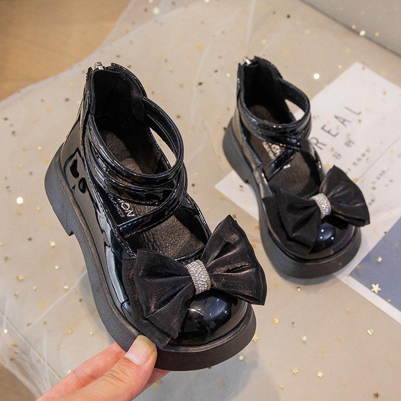 

Летний новый стиль Девочки Модный тренд Бант Удобная мягкая подошва Кожаная обувь 32 чёрный