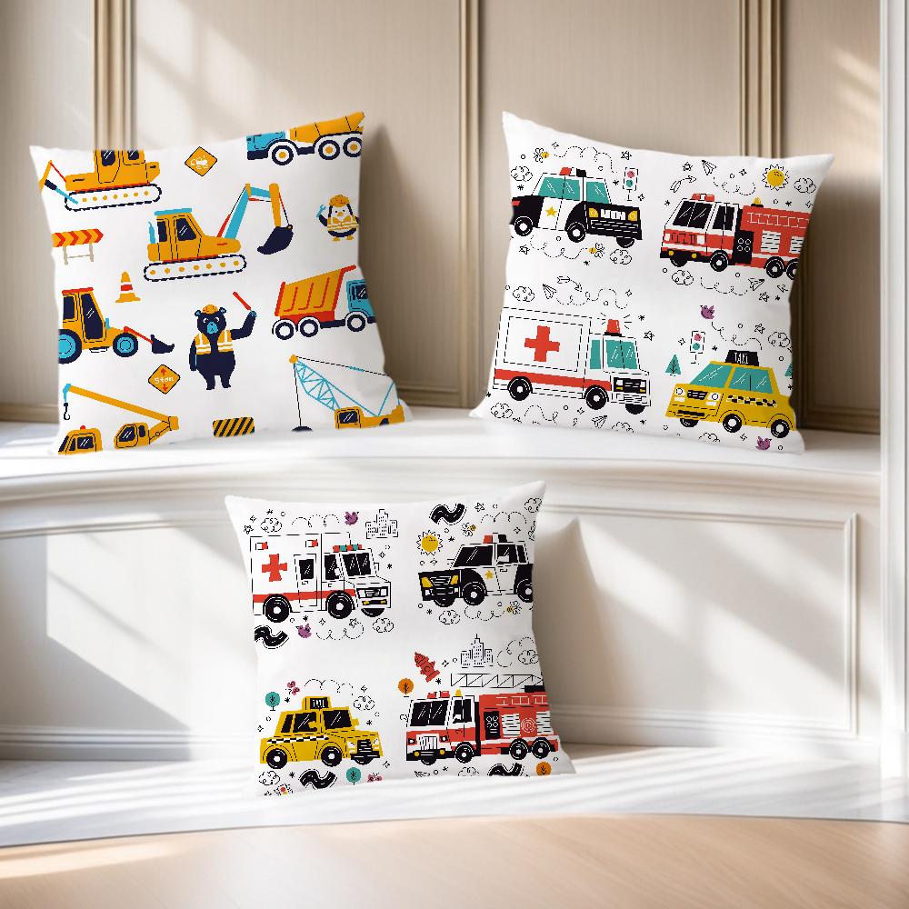 ART Transportation Cars Truck Boat Racing Soft Pillow Case for Sofa Living Room Home Office Decor Protective Covers Without