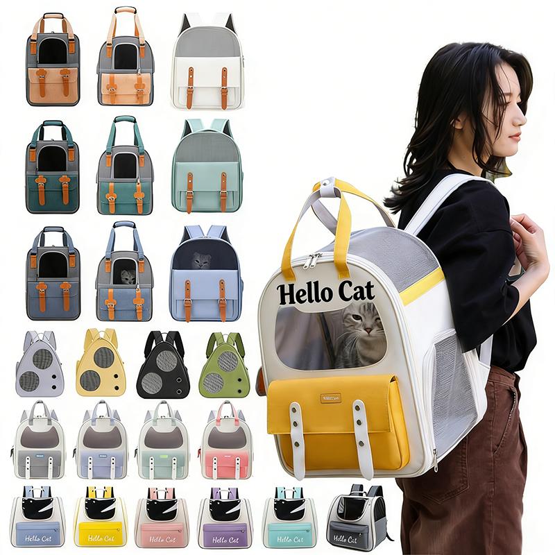 Portable Breathable Cat Backpack, Scratch Resistant Oxford Cloth Pet Bag, Foldable Outdoor Travel Pet Carrier