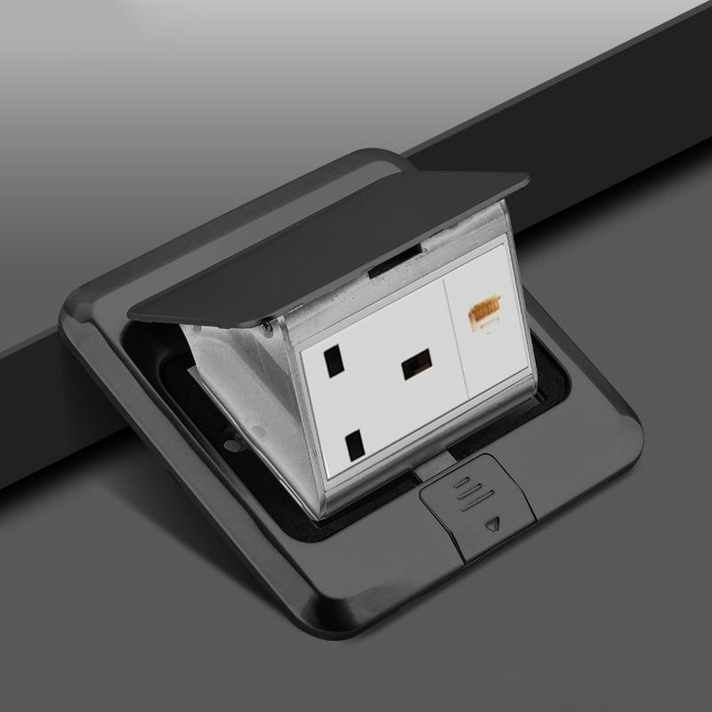 UK Standard 13A Boden-wasserdichte Steckdose, Britische Küche Schlafzimmer Innen Wasserdichter Ausgang versteckt Computer Edelstahl Stecker