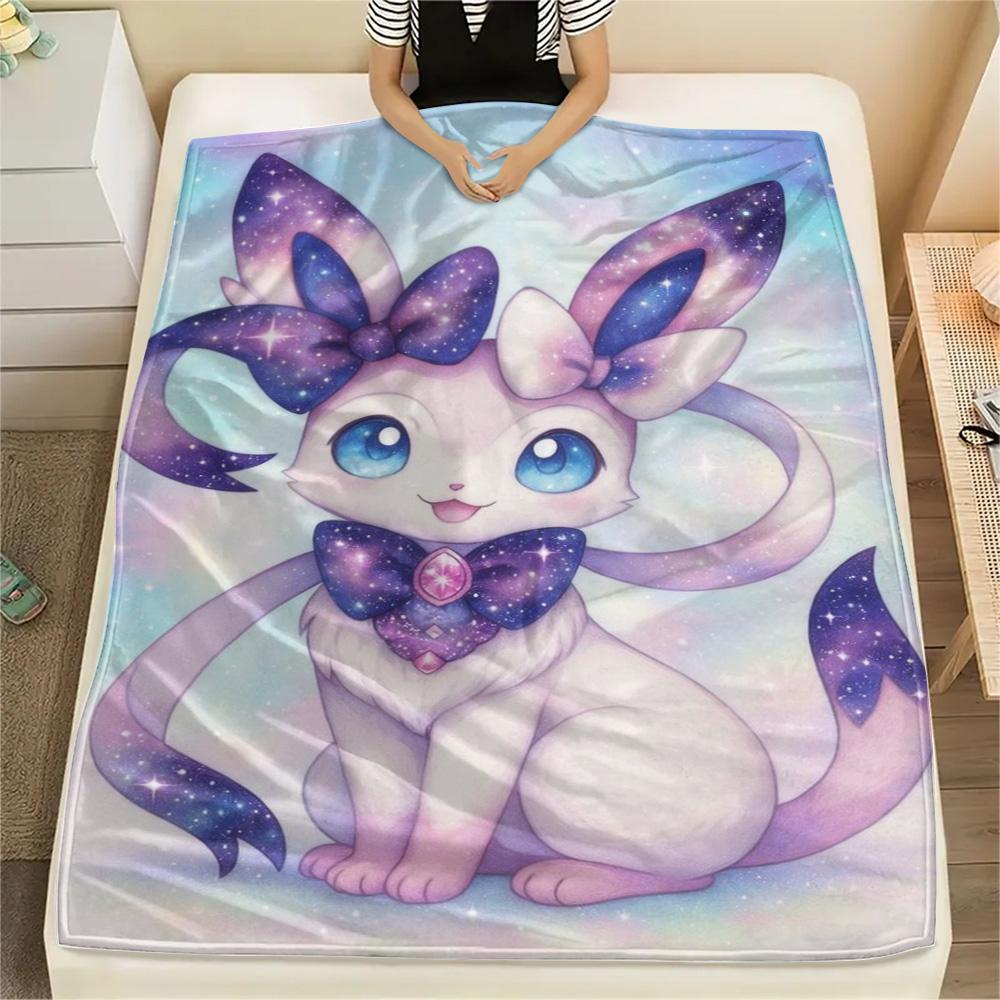 Sylveon Flannel Blanket with Prints Warm Comfortable for Sofas Beds Travel.-TING