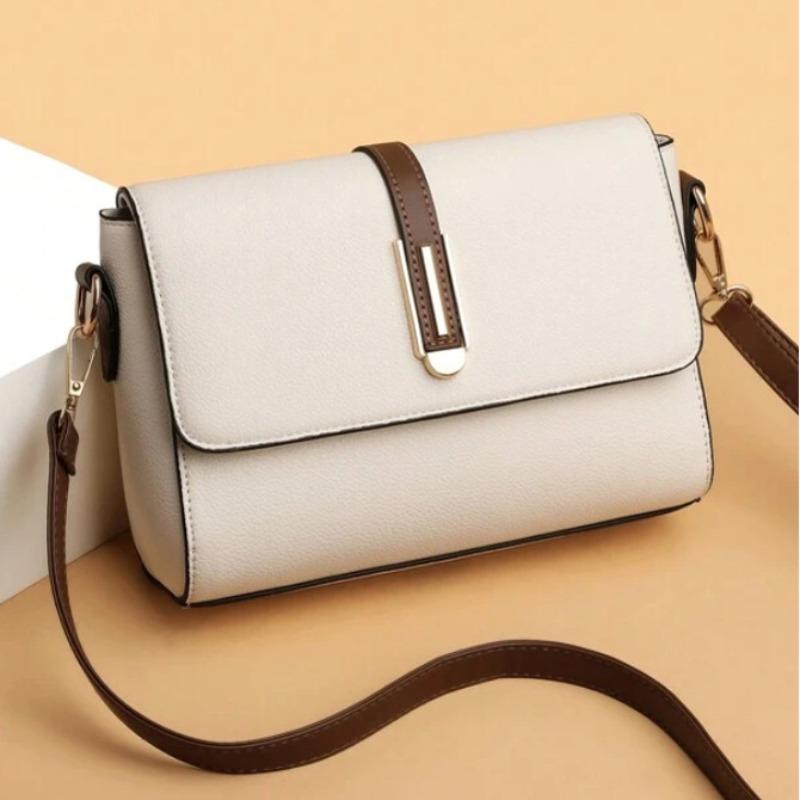 

Small square bag women s new fashion soft leather women s shoulder messenger bag solid color high-end texture medium mother bag білий