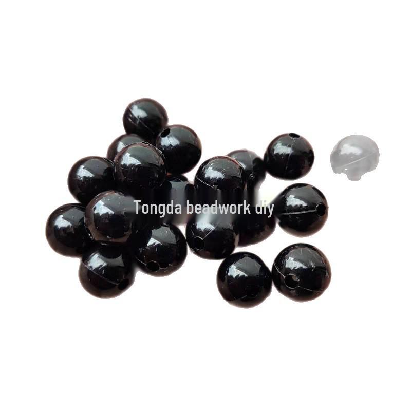 Pure Black Acrylic Beads for DIY Jewelry Making - Handmade Straight Hole Beading Accessories