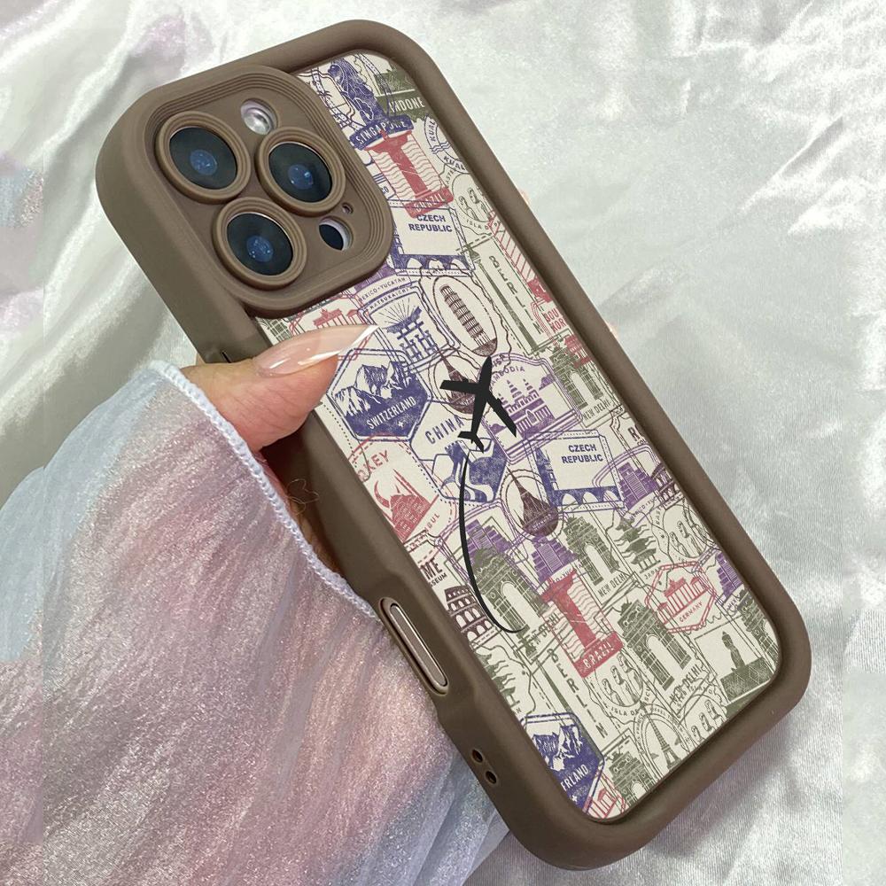 JT510 Stamps Assortment of Visa Traveling Paris for iPhone 17 16 15 Pro Max Samsung S26 S25 Ultra A17 A07 A56 A16 Xiaomi 15T Redmi 15c 14C Soft Case