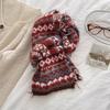 Printed Fair Isle Style Scarf Wool Winter Wool Neckerchief Fashion Jacquard Knitted Scarf  Girls