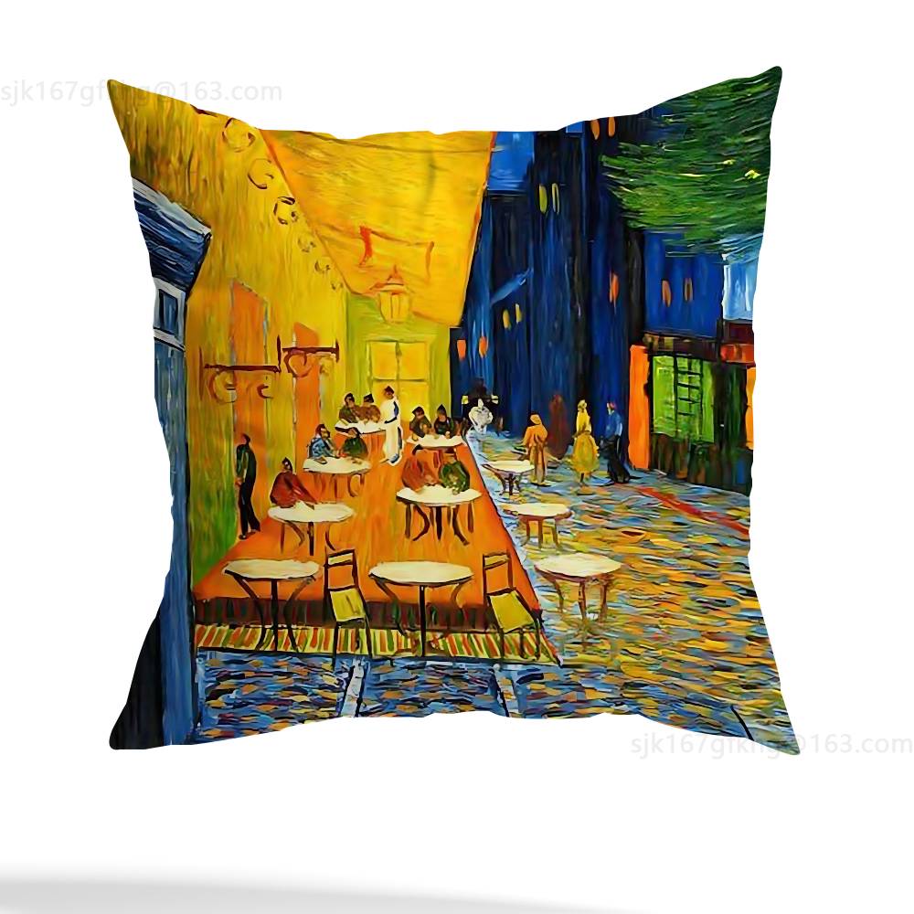 Van Gogh Pillow Case Sofa Living Room Bedroom Headboard Backrest Cushion Square Cushion Nap Time