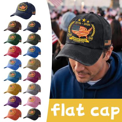 Unisex USA 250th Anniversary Printed Distressed Washed Baseball Cap | Patriotic Vintage Hat For Celebrations