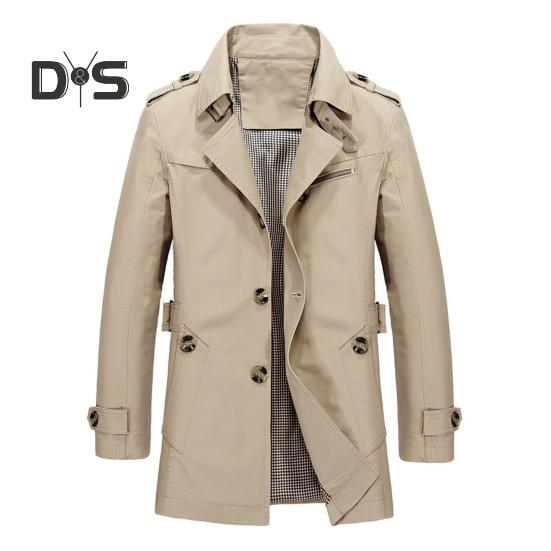 

Мужская куртка в стиле ретро с лацканами, с длинным рукавом, однобортная, в деловом стиле, однотонная, с карманами, ветрозащитная куртка XXL хаки