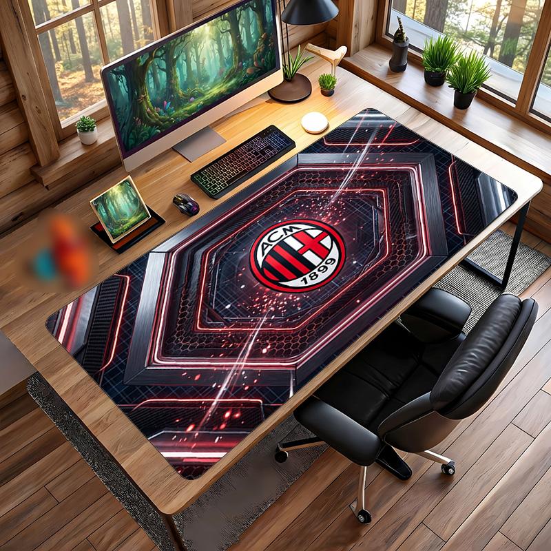 Tappetino per Mouse Grande Stampato AC Milan, Tappetino Morbido in Gomma Antiscivolo per Scrivania da Gioco per Ufficio Laptop Computer Decorazione