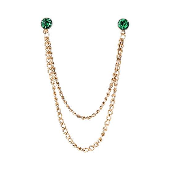 Pánský odznak Špendlík drahokamu Dekor Dvojité řetízky Protiskluzové Oblékání Leštěný kabát Límec Špendlík Kabát Brož Oblečení pro dospělé Klobouky Tašky Šperky