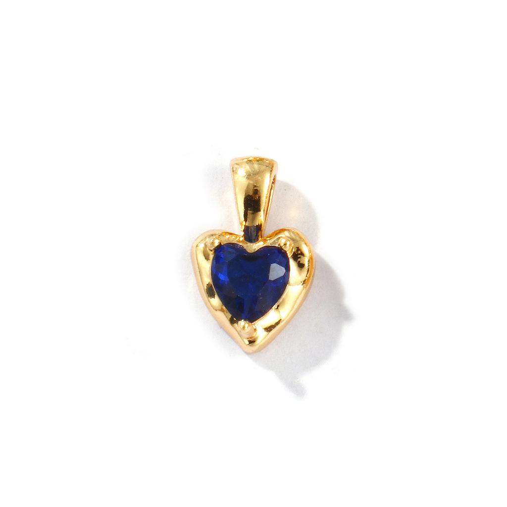 2 PCs Heart Brass & Rhinestone Birthstone Charms 18K Gold Plated Pendants For DIY Necklace Earrings Jewelry Making 12.5mm x 8mm