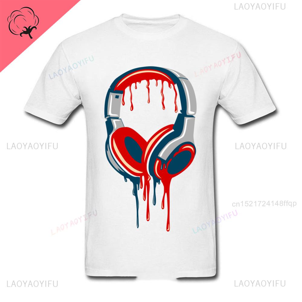 Dj Headphones T Shirts Graphic Streetwear Short Sleeve Oneck Harajuku Music Techno Tshirt Funny Unisexs Clothing For Ladies