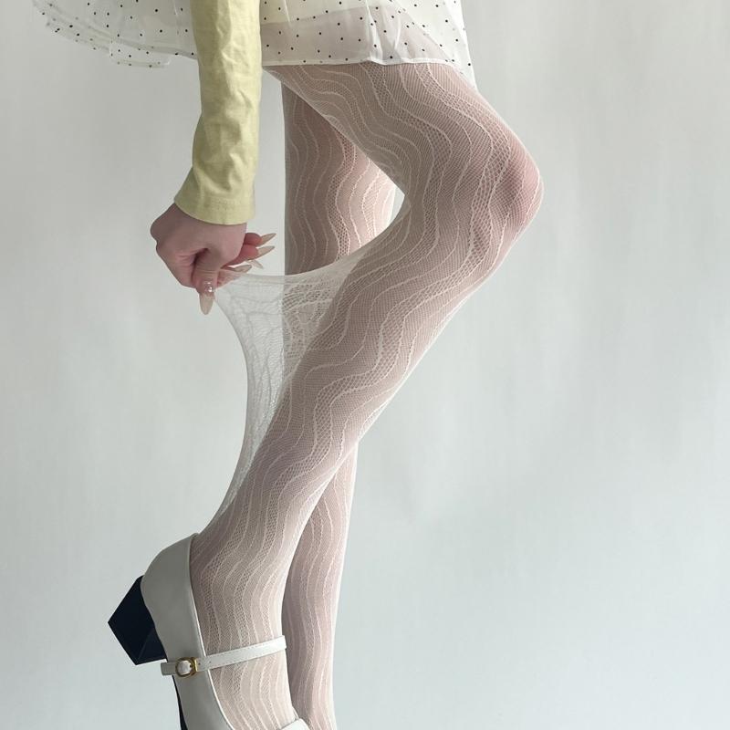 Women Lace Patterned Fishnet Tights High Waist Fishnets Leggings Net Stockings Pantyhose Thigh High Stockings Hosiery