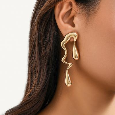 IngeSight.Z Orecchini a Lobo Creativi in Metallo Irregolari a Goccia per Donna Colore Oro Vintage Geometrici Lunghi Natale