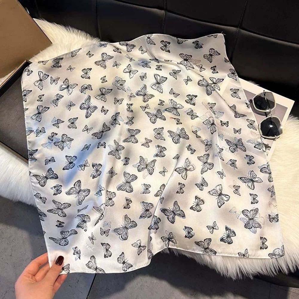 Breathable Small Square Scarf Sunscreen Printed Silk Scarf  Bag Accessories