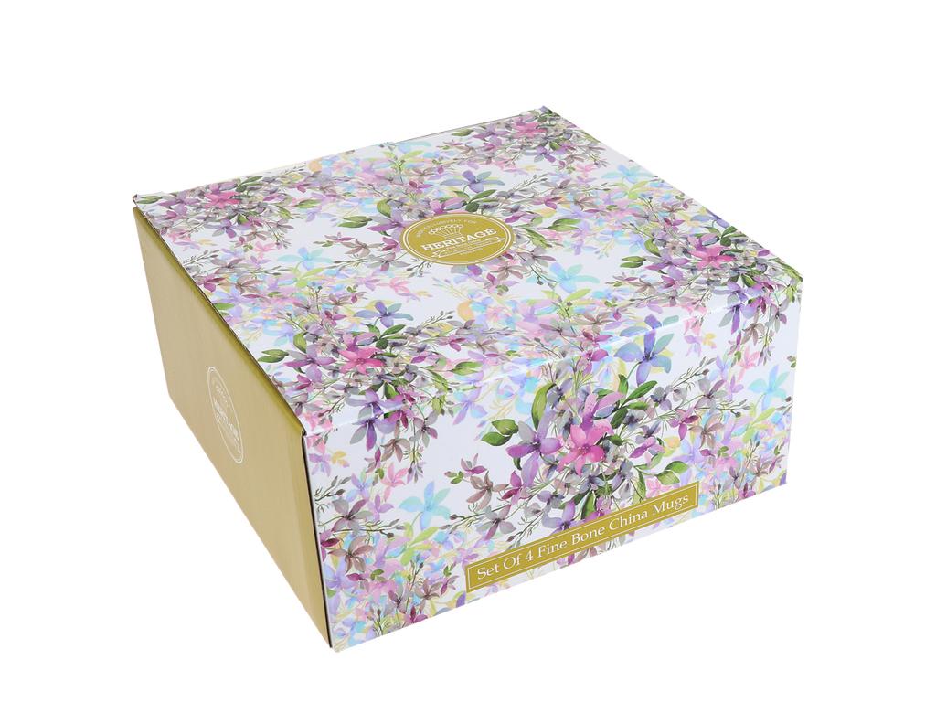 Zestaw 4 Kubków Porcelanowych Komplet Kubki Malvern W Kwiaty 4 Sztuki