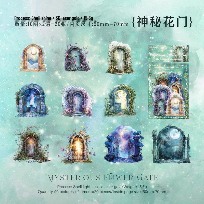 Набор 3D лазерных золотых стикеров «Мо Мо Ледяной Кристалл» - Серия «Страна Чудес» Ретро Декор для Журнала Пейзажи.