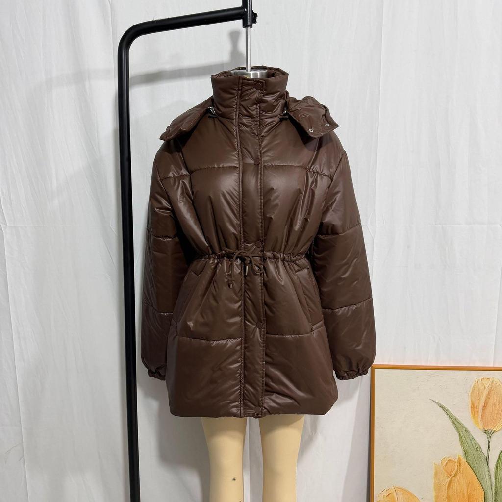 European and American Women's Casual Cotton Drawstring Long Sleeve Fashion Coat