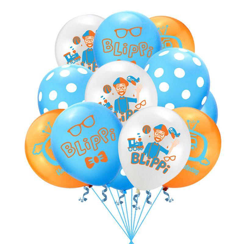 Blippi 12" 12pcs Latex Balloons Party Supplies Decor Kids Birthday Shower Baby