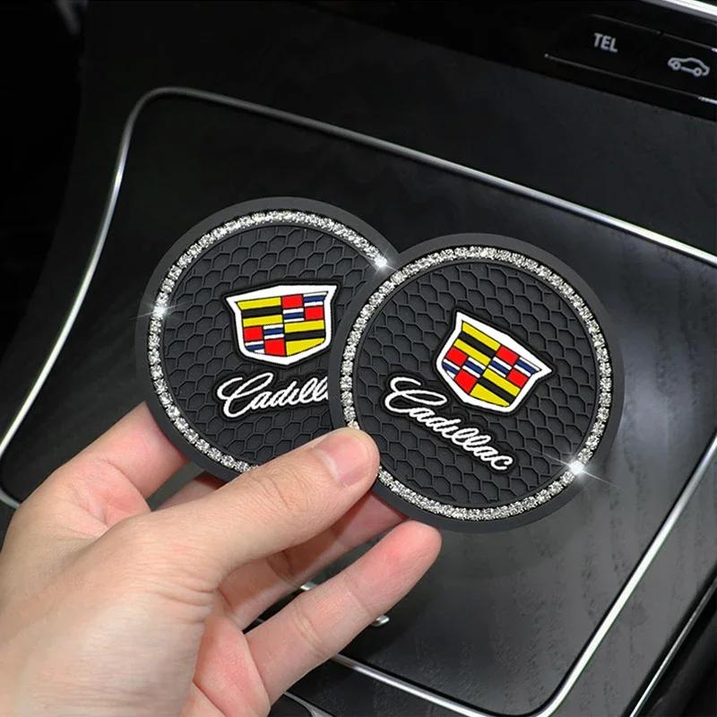For Toyota Land 2pcs Silicon Car Cup Coasters Anti-slip Mats for Cadillac Escalade GT4 XT4 ATS XT5 CTS SRX XTS ELR BLS STS XLR EXT CT4 Styling