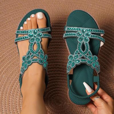 Bohemian Rhinestone Sandals: Chic European & American Style for Women