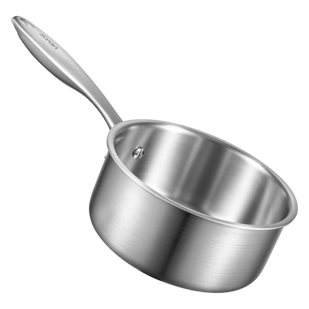 1.5 QT Saucepan, Stainless Steel Saucepan with Glass Lid, Multipurpose Nonstick Stainless Steel Small Cooking Sauce Pot with Ergonomic Handle,
