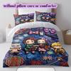 Demon Slayer Modern 3 Piece Anime Duvet Cover,Cartoon Printed Bedding Set,Cool Bedroom Decoration Comforter Cover for Kids_LIAN