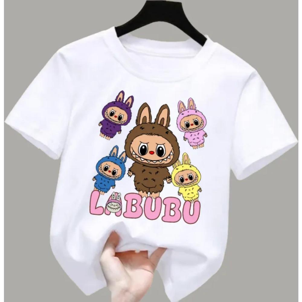 

2025 New Labubu Printed Children s T-shirt LABUBU Pattern Girls Round Neck Short Sleeve Fashion Versatile Clothing 110