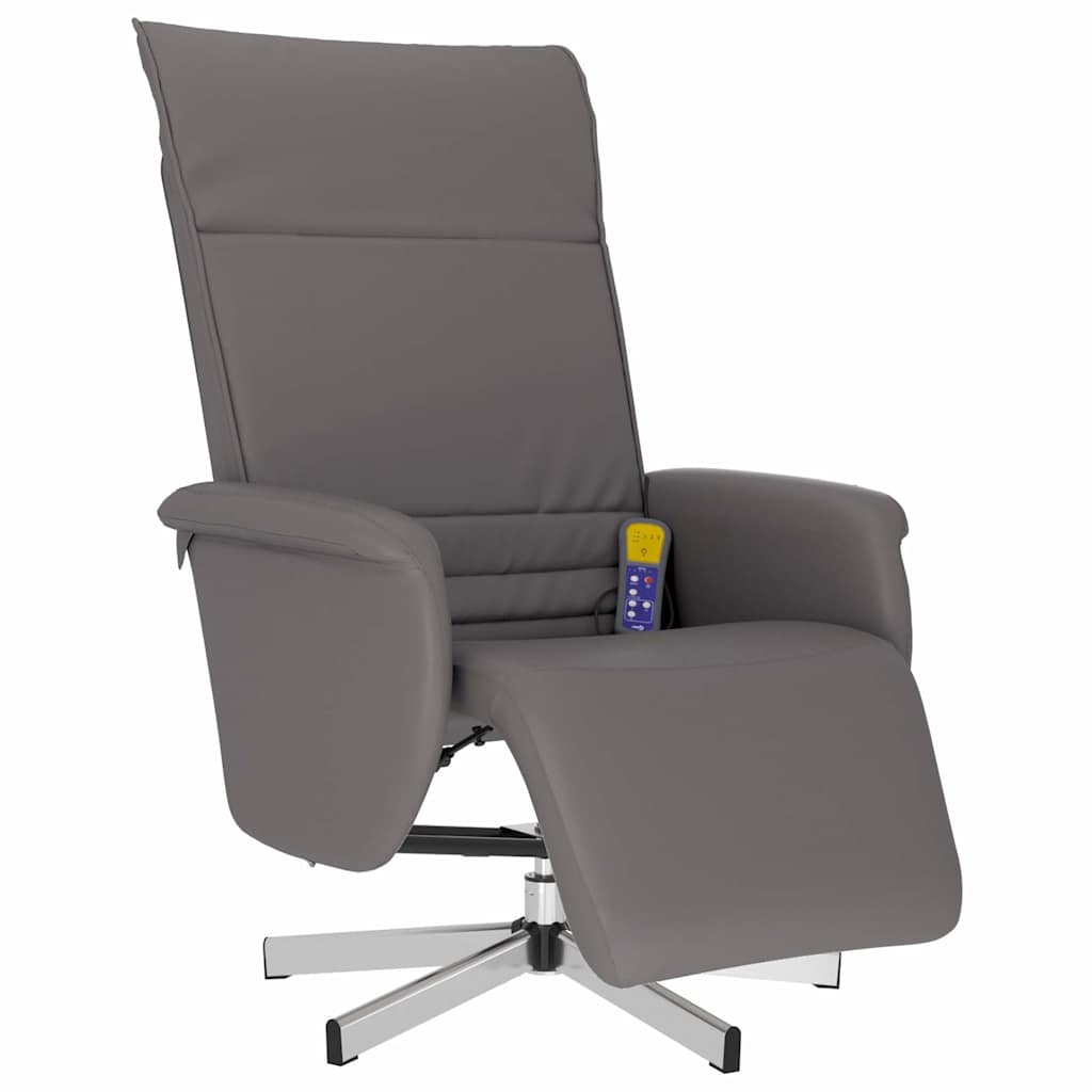 Vidaxl Reclining Massage Chair with Footrest, Grey, Faux Leather