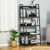Bookshelf Storage Unit, Slanted 5-Tier, Industrial Style, 70 x 35 x 150 cm, Black