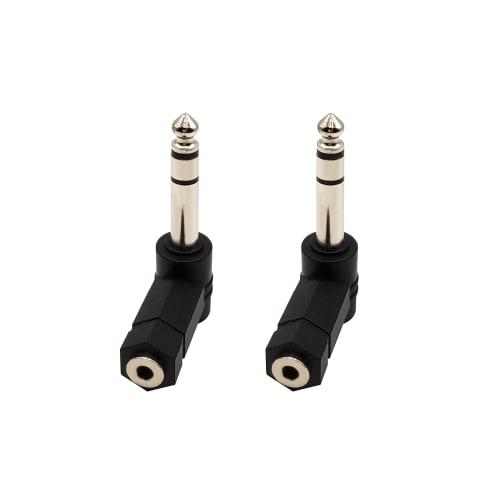Voluty Tek 90 Degree 3.5mm Adapter, 6.35mm Male to 3.5mm Female, 1/4" Male to 1/8" Female Right Angle Connectors for Headphones (Two)