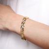 Women Bracelet Micro-Paved Rhinestones Inlaid Leaf Design Electroplated Bangle Wrist Jewelry Accessories
