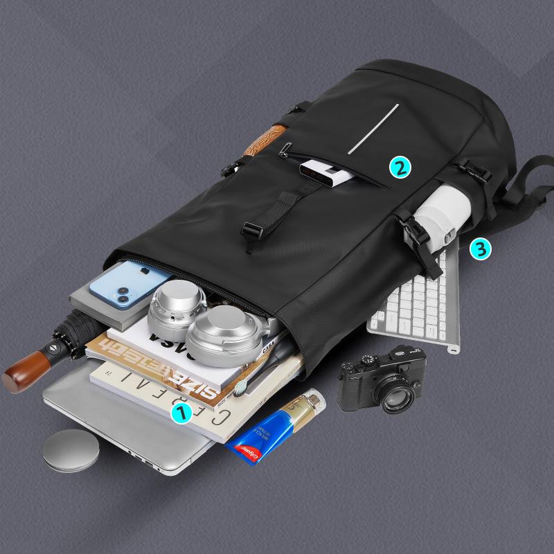 Roll Top Backpack Large Capacity Waterproof Travel Business Laptop Bag Casual Daypack for Men Women College