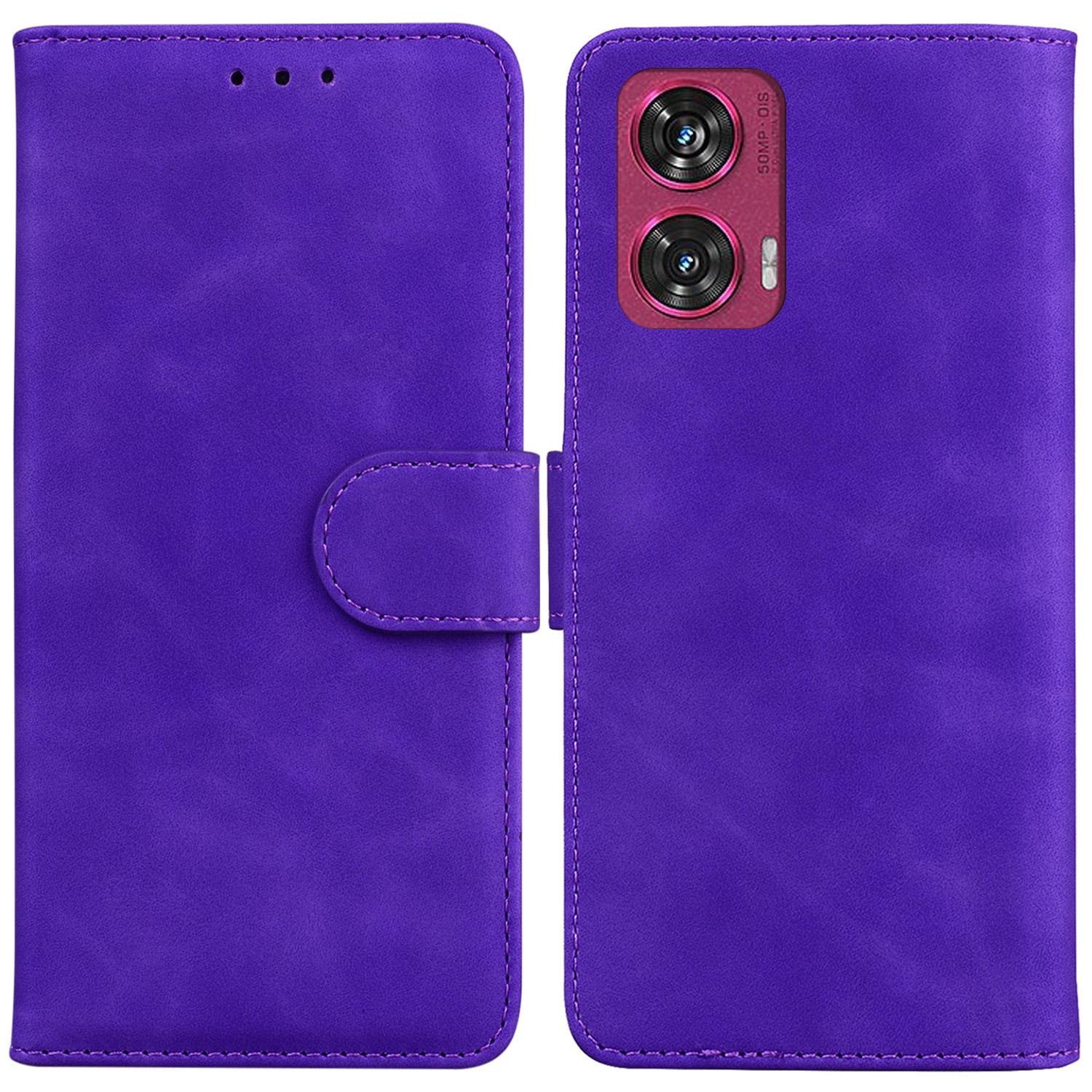 

For Motorola Edge 50 Fusion 5G Phone Case Anti-Scratch PU Leather Stand Cover Purple