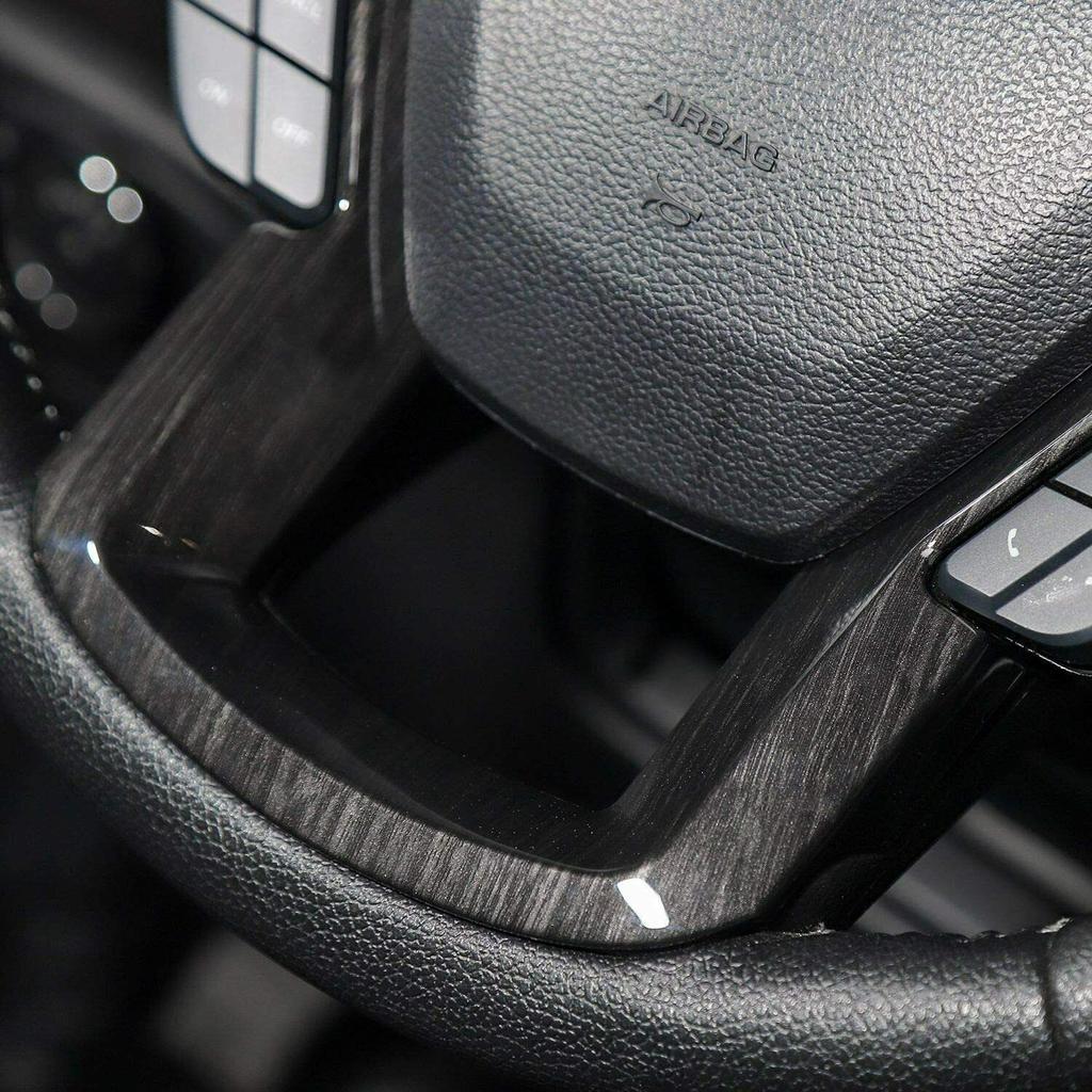 Steering Wheel Panel & Dashboard Cover Trim For Ford F150 2015+ Black Wood Grain