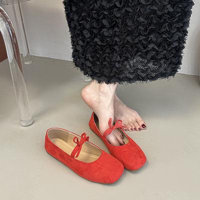 New Flat-bottomed Retro Bow Mary Jane Shoes Children's Shallow Mouth Ballet Single Shoes Grandma Shoes