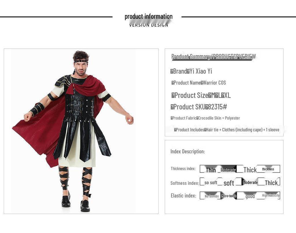 2025 Men's Spartan Warrior Cloak Roman Cosplay Costume