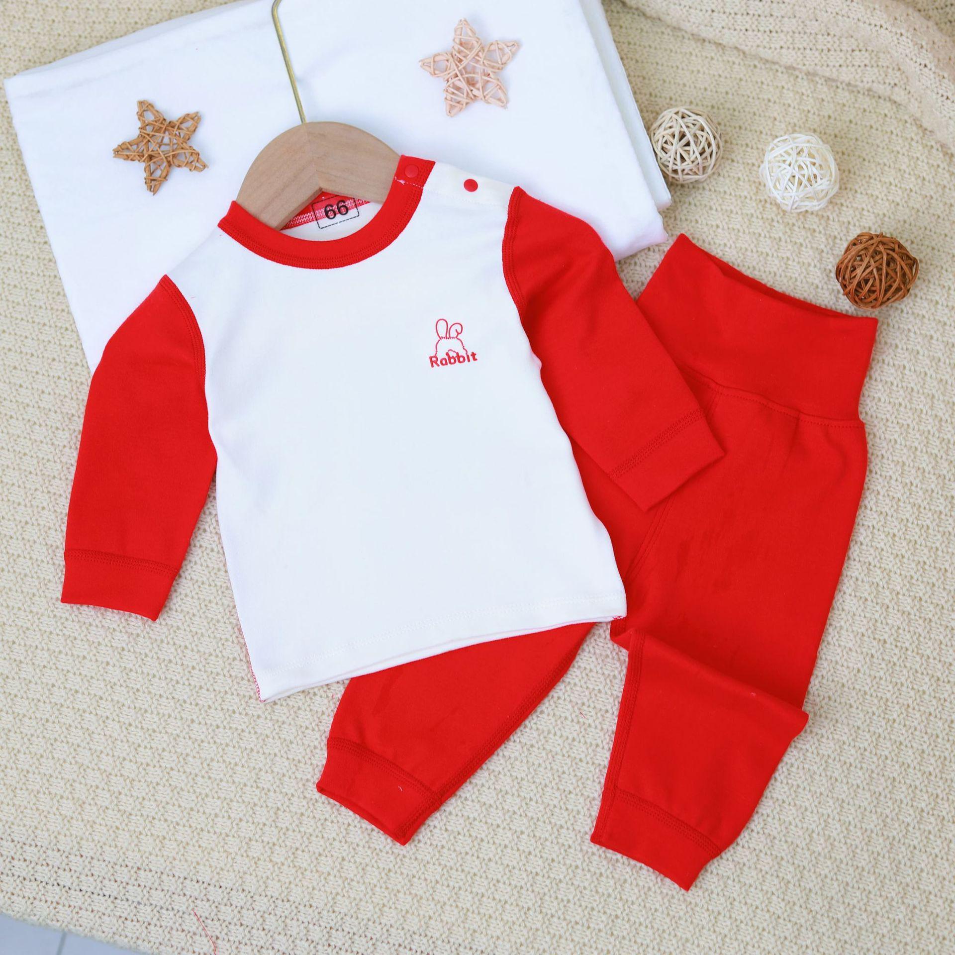 Baby High Waist Red Autumn Clothing Set - Infant Belly Protection Home & New Year Outfit Size 66
