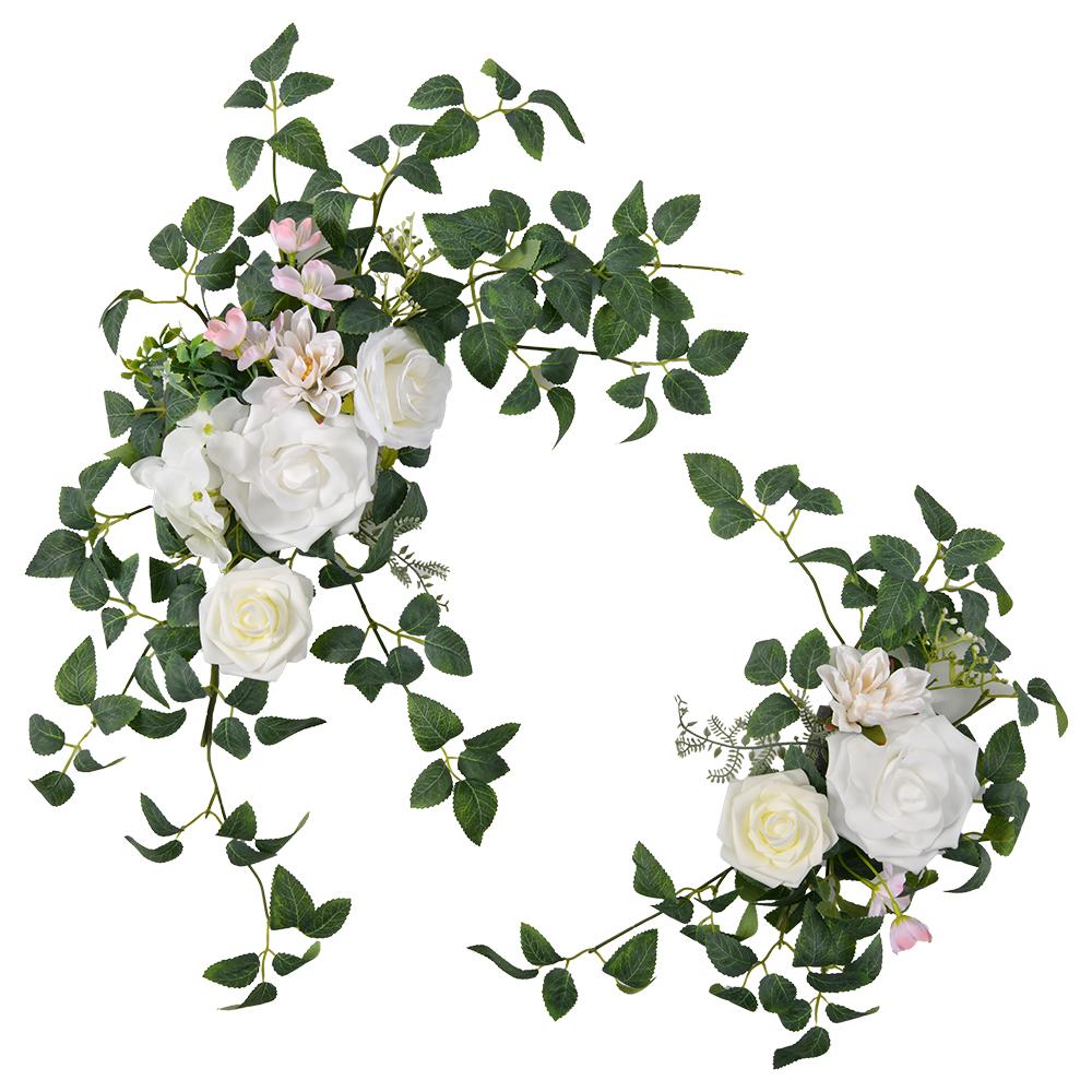 Wedding decor (pack of 2) Welcome Sign Flower Backdrop Garland For Ceremony Reception Wall Easel Outdoor Board Head Table Decor