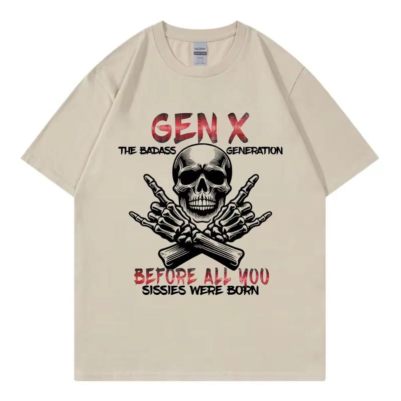 

Funny Skull Men s Women Gothic Vintage Short Sleeve T-shirts The Badass Generation Meme T-shirt Fashion Oversized T Shirt 3XL