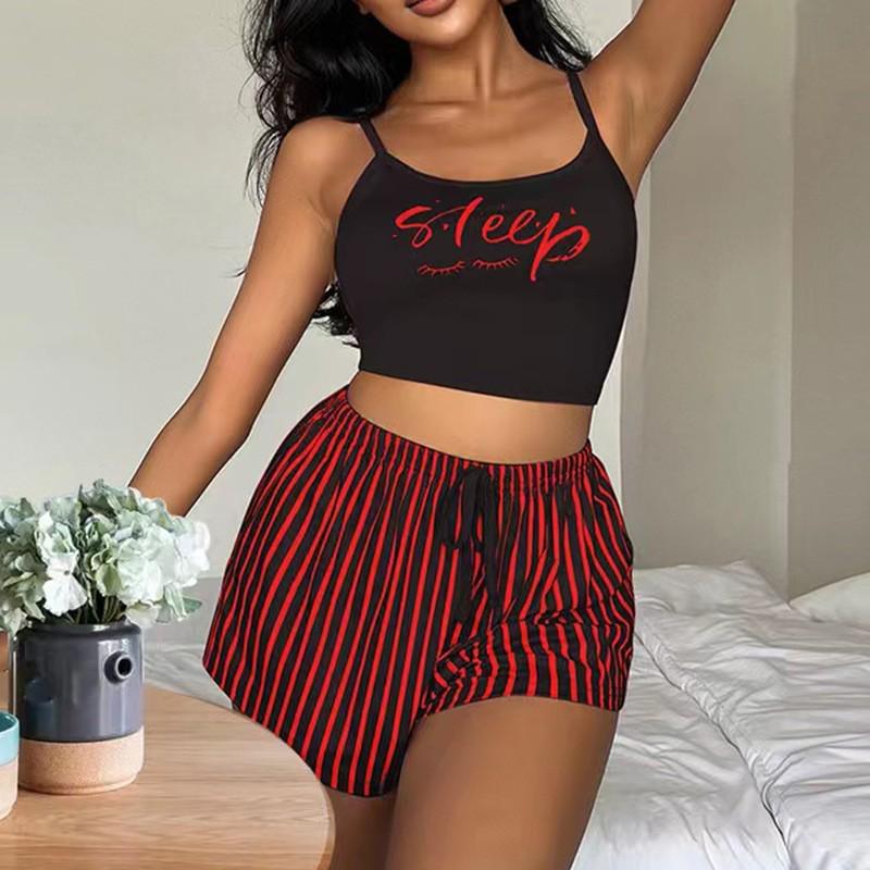 European & American Printed Camisole Shorts Set - New Style Slim-fit Sexy Home Wear