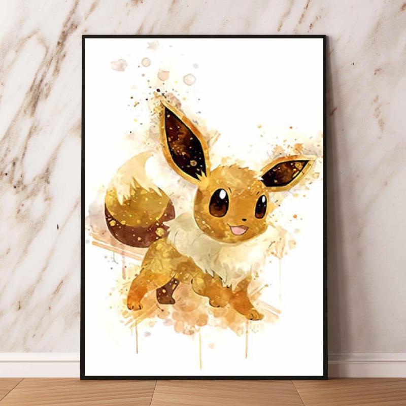 Japanese Anime Canvas Paintings Pokemon Eeveelution Watercolor Style High Quality Art Children Gifts Living Room Home Decoration