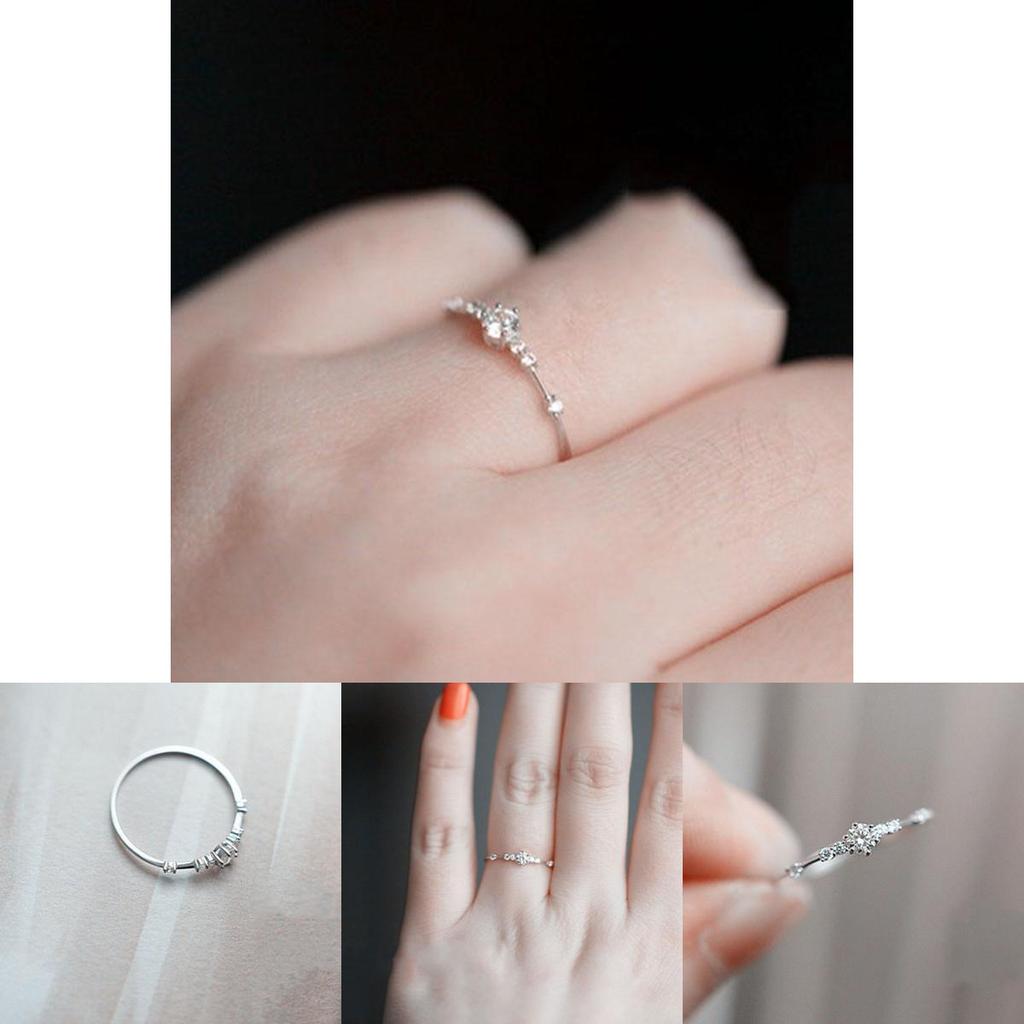 Premium Quality Women Simple Elegant Mini Crystal Eternity Engagement Ring